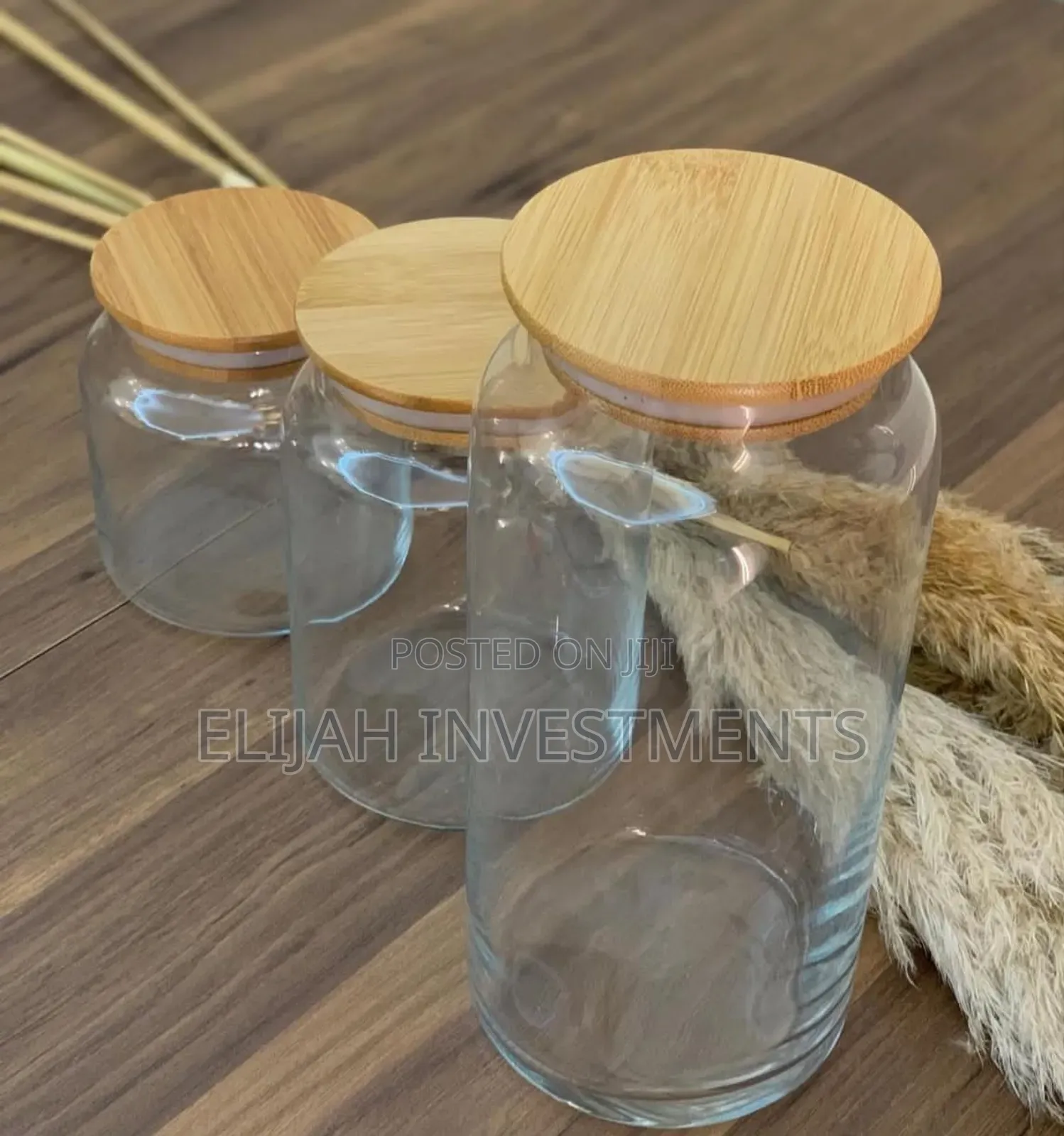 Glass Jar Set With Bamboo Airtight Lids
