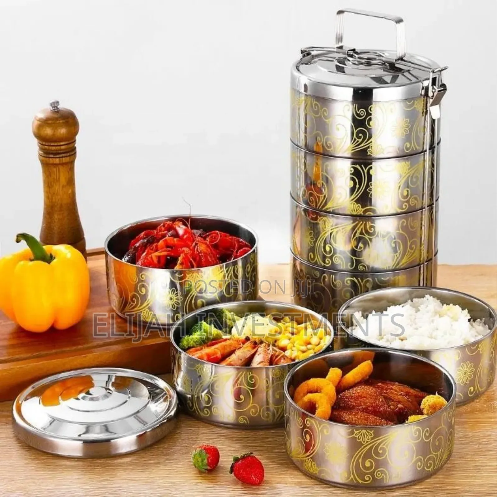 5 Layers Multi-Tiered Stainless Steel Tiffin Box