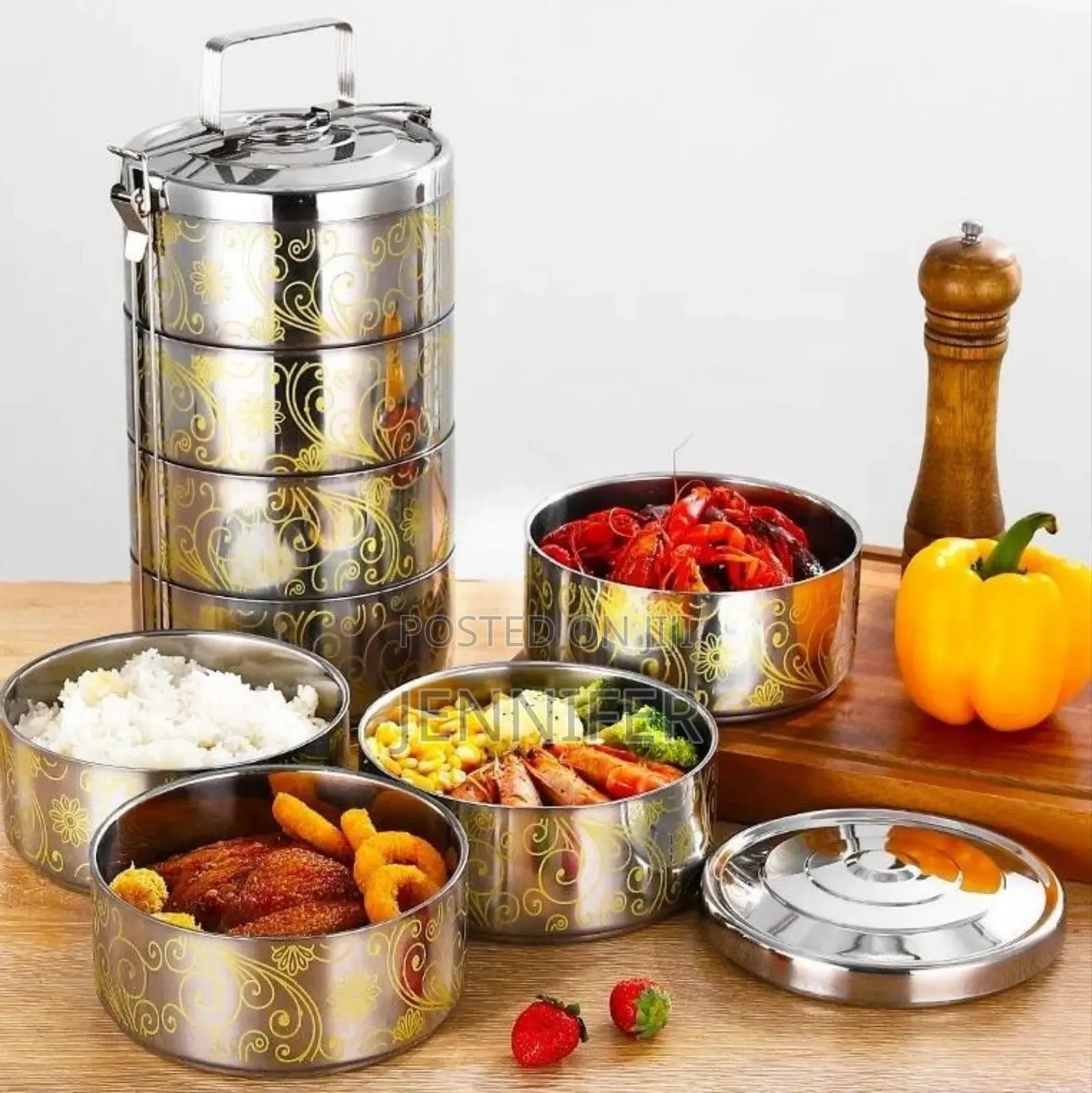 5 Layers Multi-Tiered Stainless Steel Tiffin Box