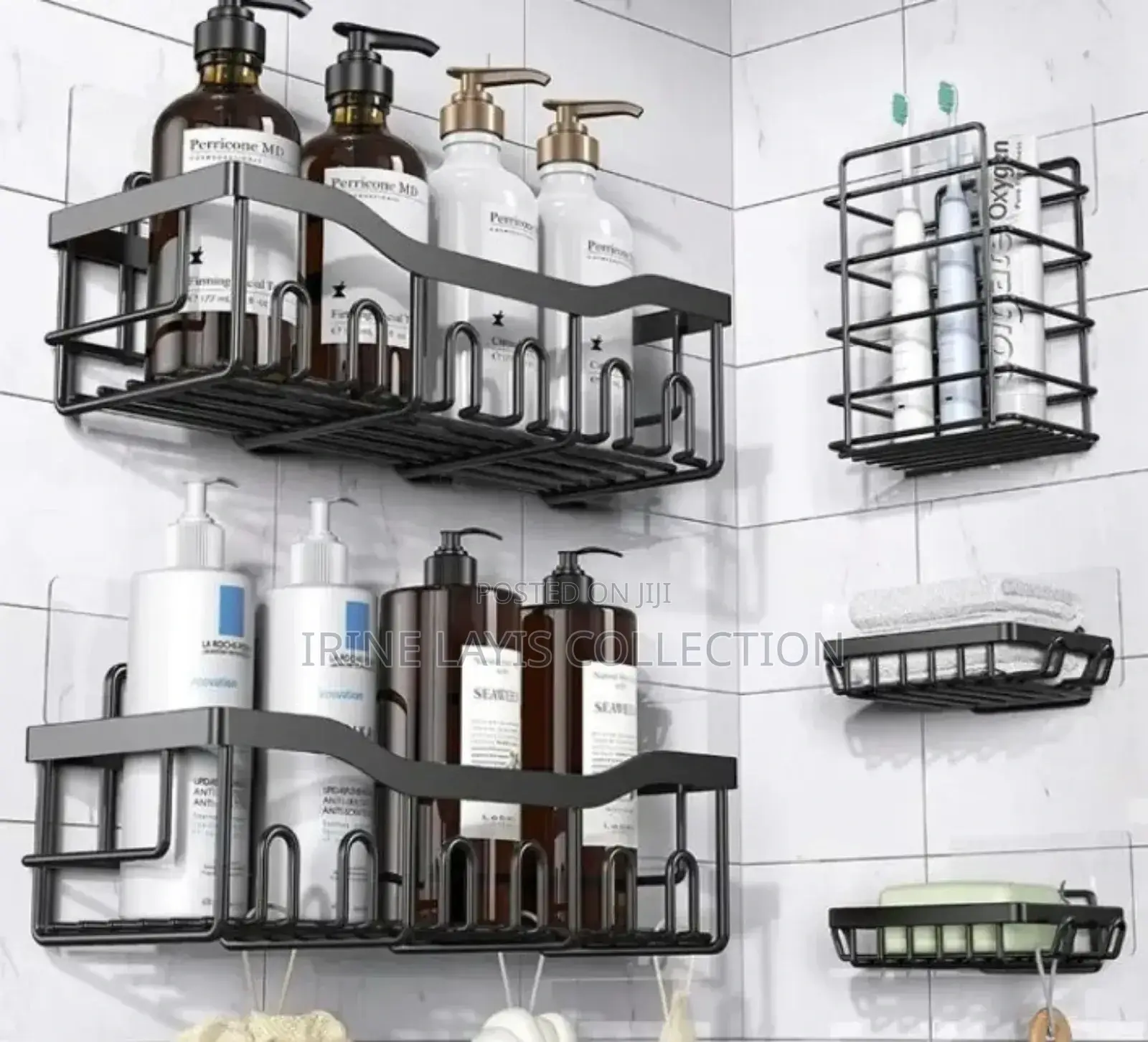 5-Piece Set of Rectangular Bathroom Shelves