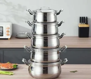 10 Pc 16,18, 20,22,24cm Stainless Steel Saucepans Cooking Pots- Silver