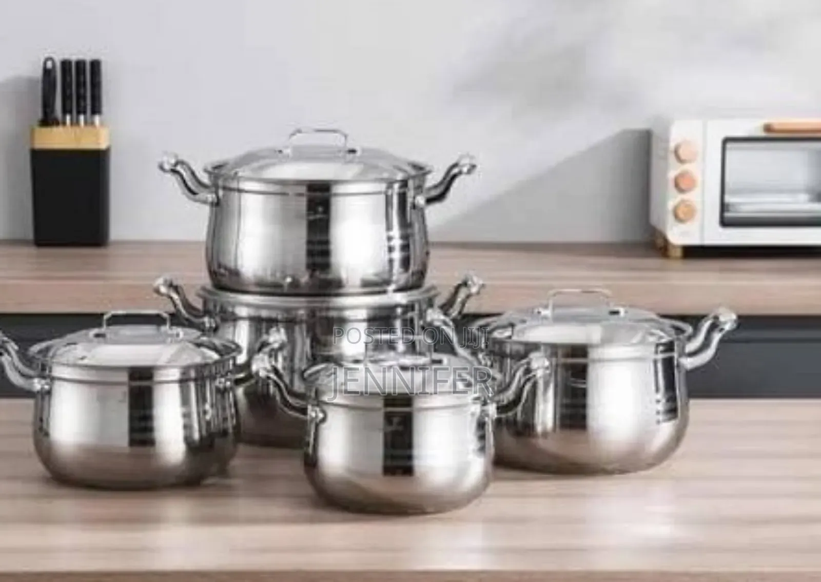 10 Pc 16,18, 20,22,24cm Stainless Steel Saucepans Cooking Pots- Silver