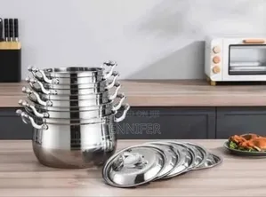 10 Pc 16,18, 20,22,24cm Stainless Steel Saucepans Cooking Pots- Silver