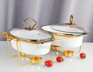 Ceramic Chafing Dishes With A Golden Stand