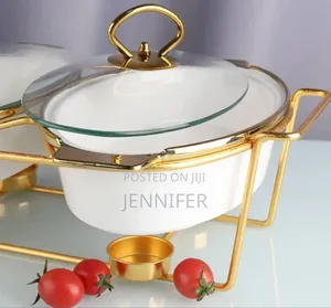 Ceramic Chafing Dishes With A Golden Stand