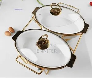 Ceramic Chafing Dishes With A Golden Stand