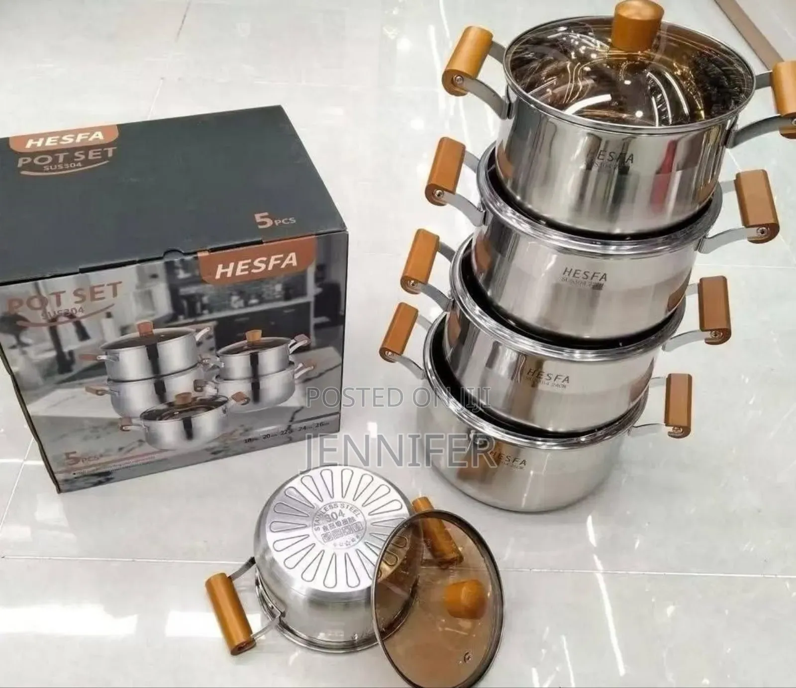 Hesfa 5-Piece Stainless Steel Pot Set.