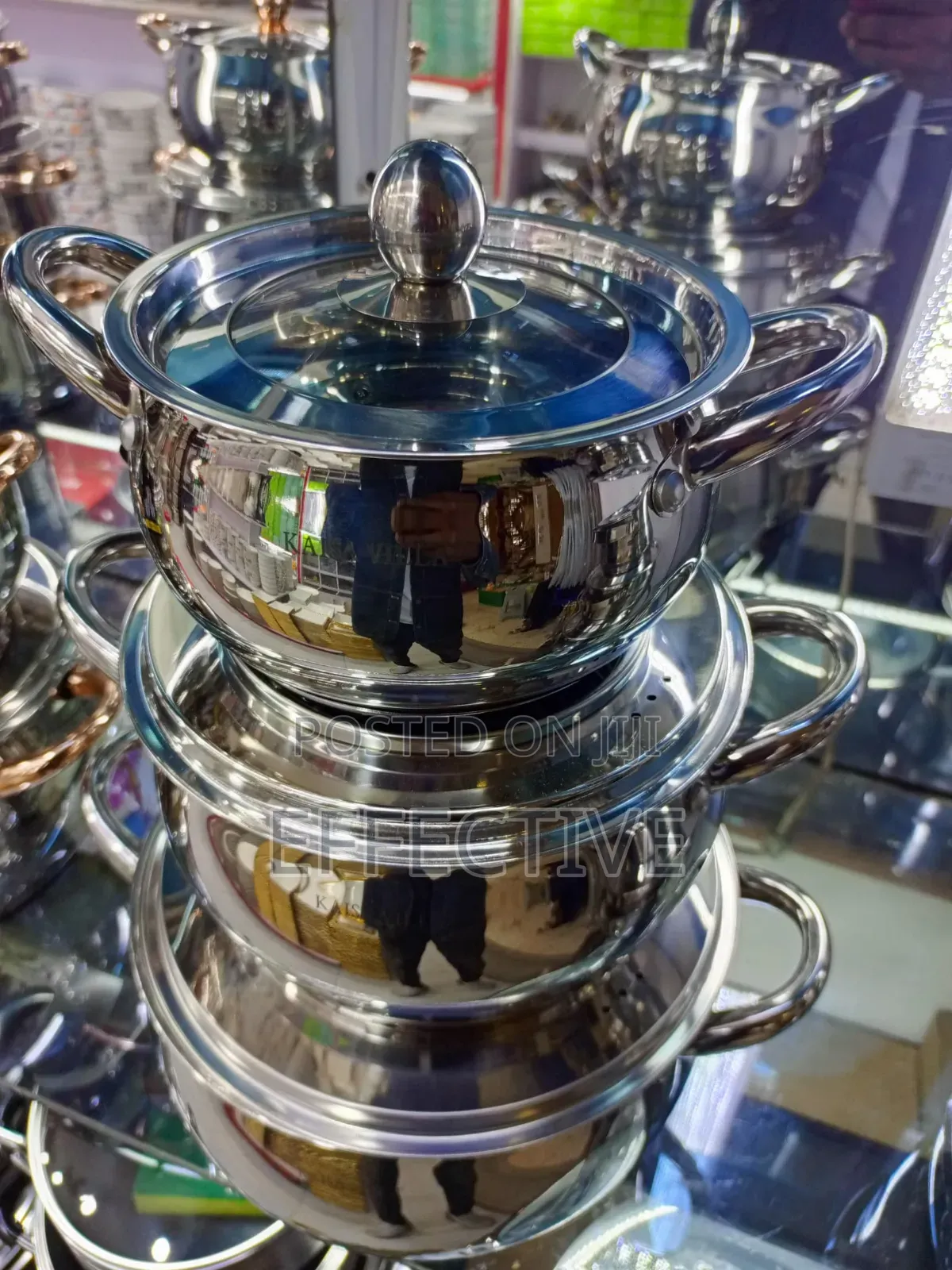 Stainless Steel Cooking Pots Set With Glass Lids