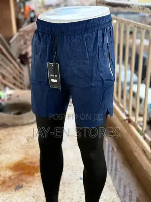 Blue Gym Short With Inside Long Leggings