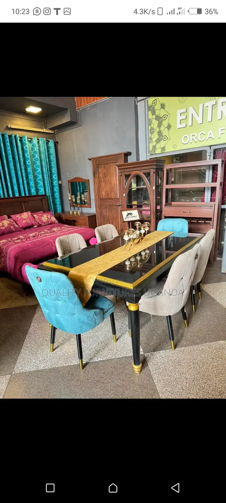 6 Seater Clothed Dining Table