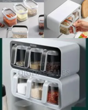 Wall Mounted Organizer Rack Multi-Function 3 Cups Sugar Spice Storage