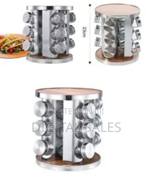 Countertop Stainless Steel Spice Rack Masala Box With 12 Empty Glass