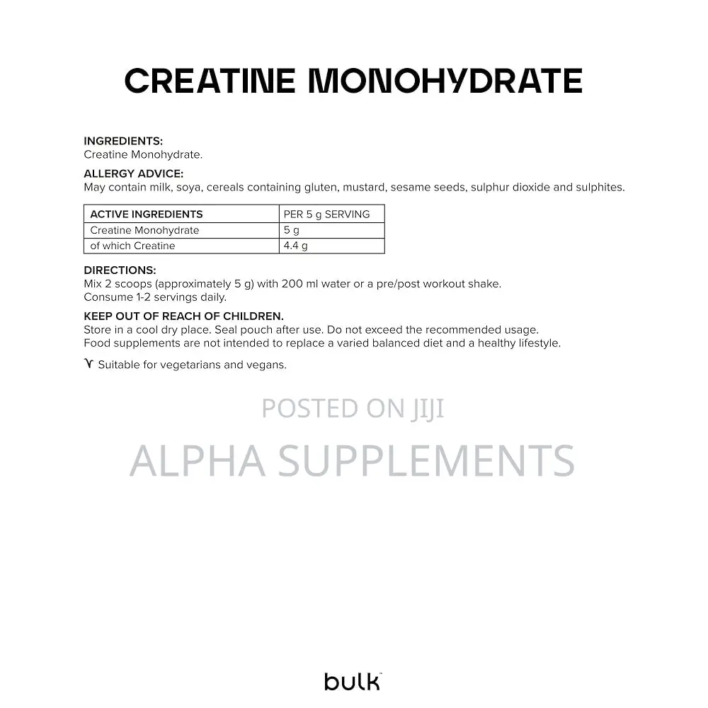 Creatine Monohydrate: (20 Servings) Bulk. (100 Grams)