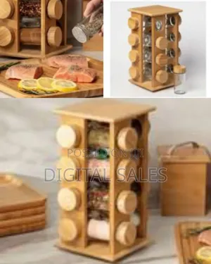 Kitchen Countertop Glass Rotating Airtight Seasoning Spice Rack 160