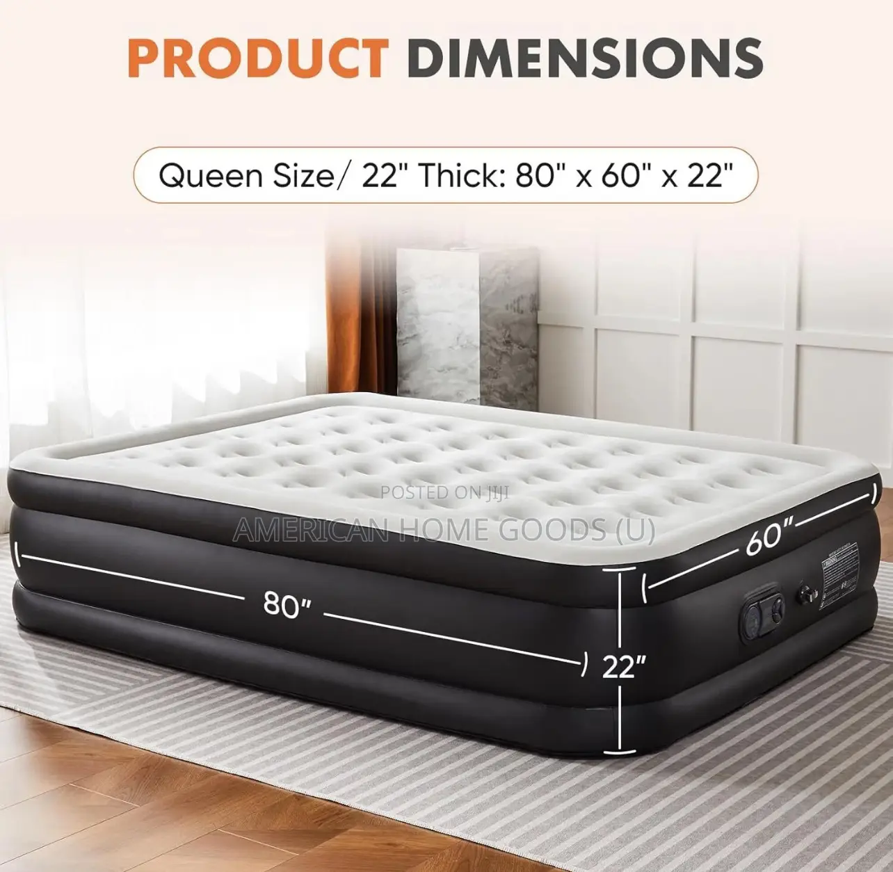 Idoo Queen Size Air Mattress, Inflatable Airbed With Built-in Pump,
