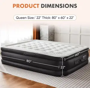 Idoo Queen Size Air Mattress, Inflatable Airbed With Built-in Pump,