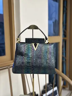 Blue Hard Leather Snake Pattern Bag