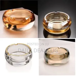 Round Crystal Glass Ashtray Outdoors Indoors Cigarette Ash Holder