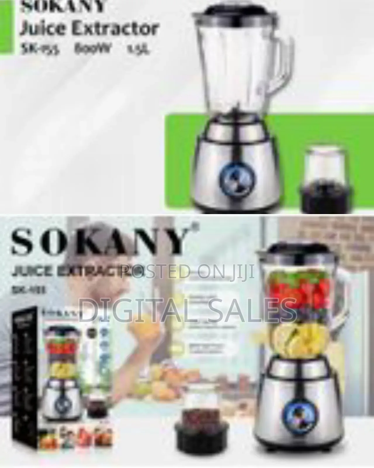 Sokany 2 in 1 Coffee Grinder and 1.5l Glass Jar Blender 800w High Powe