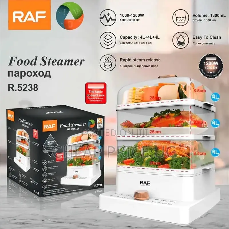 Raf 3 Level 12l Square Electric Food Cooking Steamer Pot With Display
