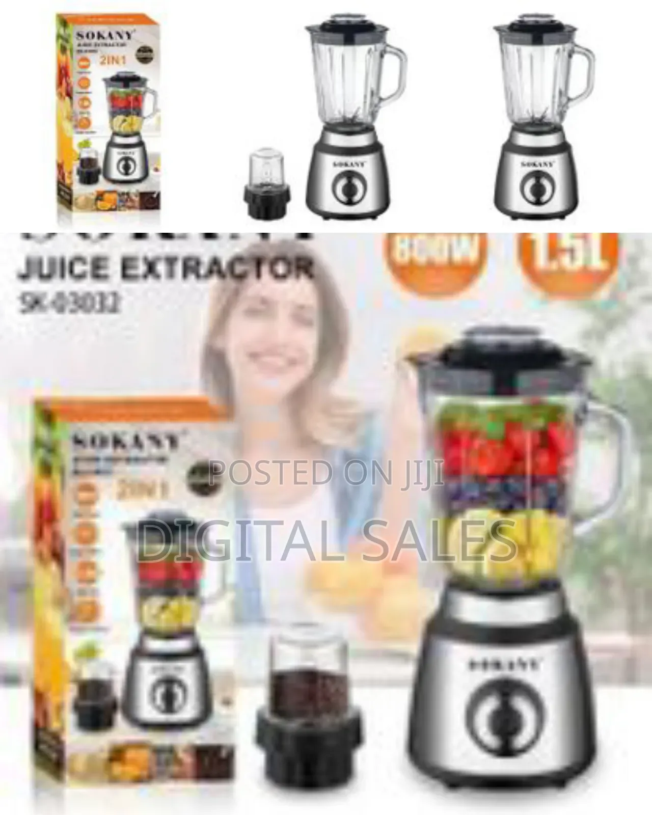 Sokany 2 in 1 Coffee Grinder and 1.5l Glass Jar Blender 800w High