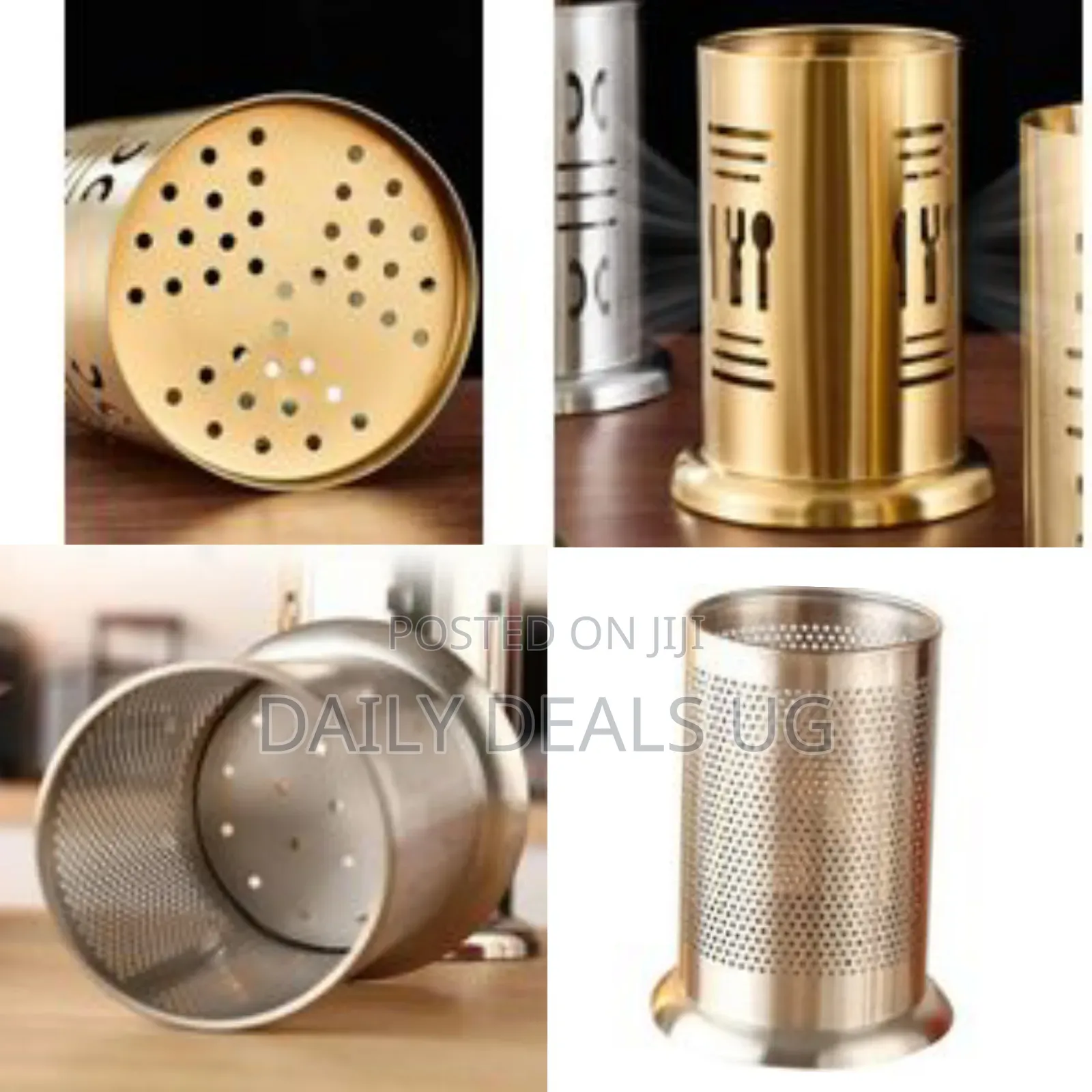 New Style Stainless Steel Golden Cutlery Holder Drainer Spoon Fork