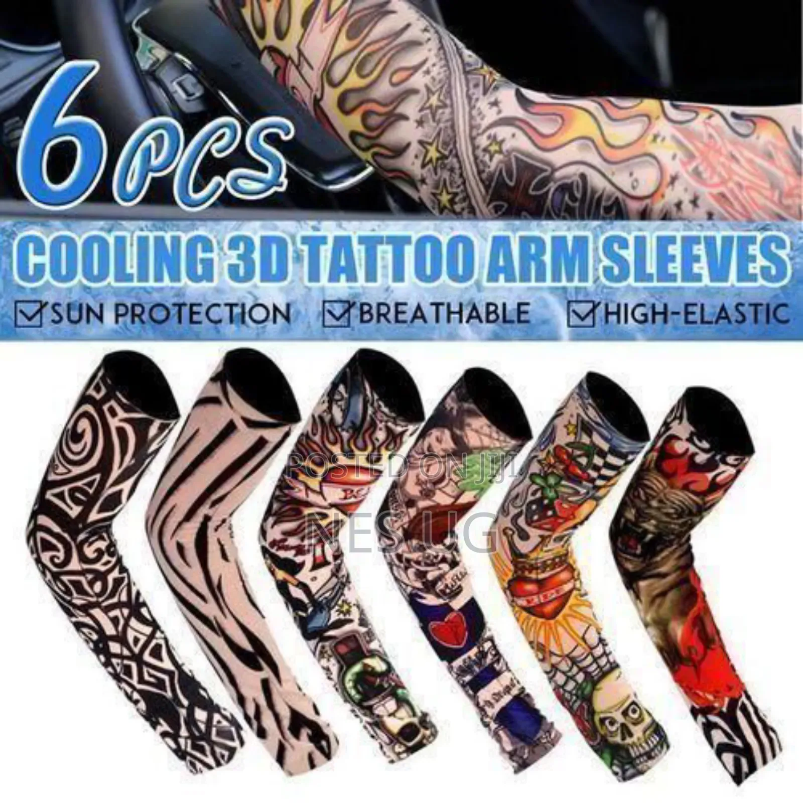 6pcs Tattoo Sleeves Sun Protection Outdoor Riding,Driving,Hiking,Dance