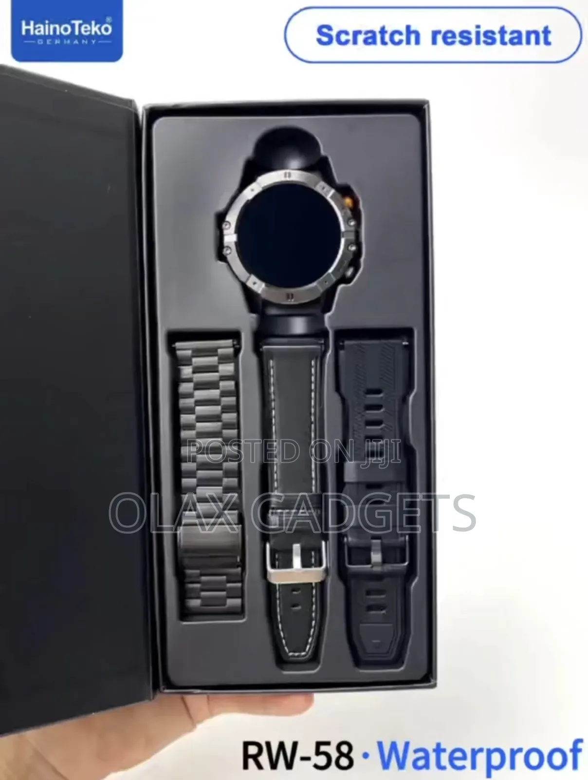Hainoteko Rw58 Round Smart Watch Scratch Resistent With 3 Set Strap