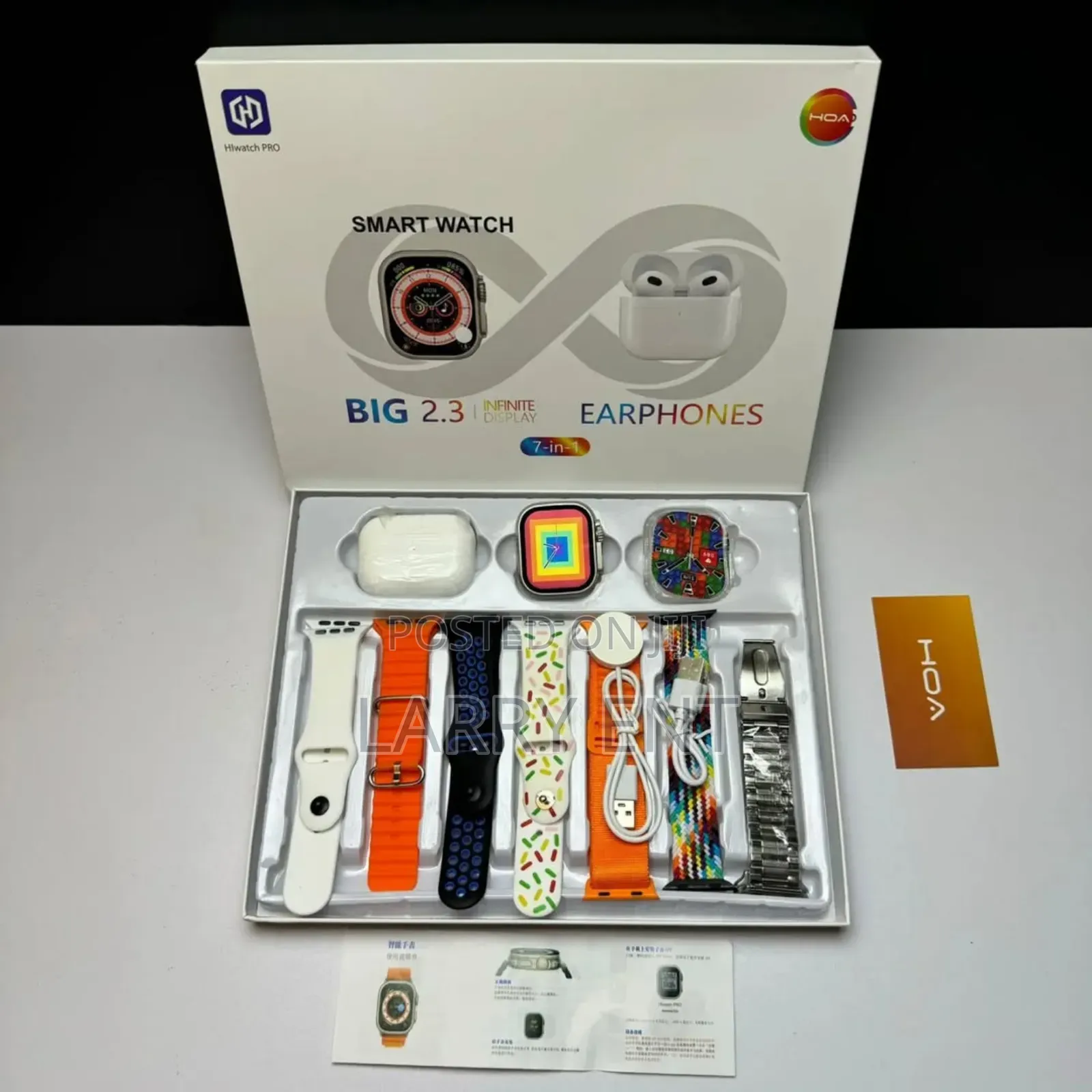 7 In 1 Ultra Smart Watch+ Metallic Straps And Earbuds. Gift Set Combo