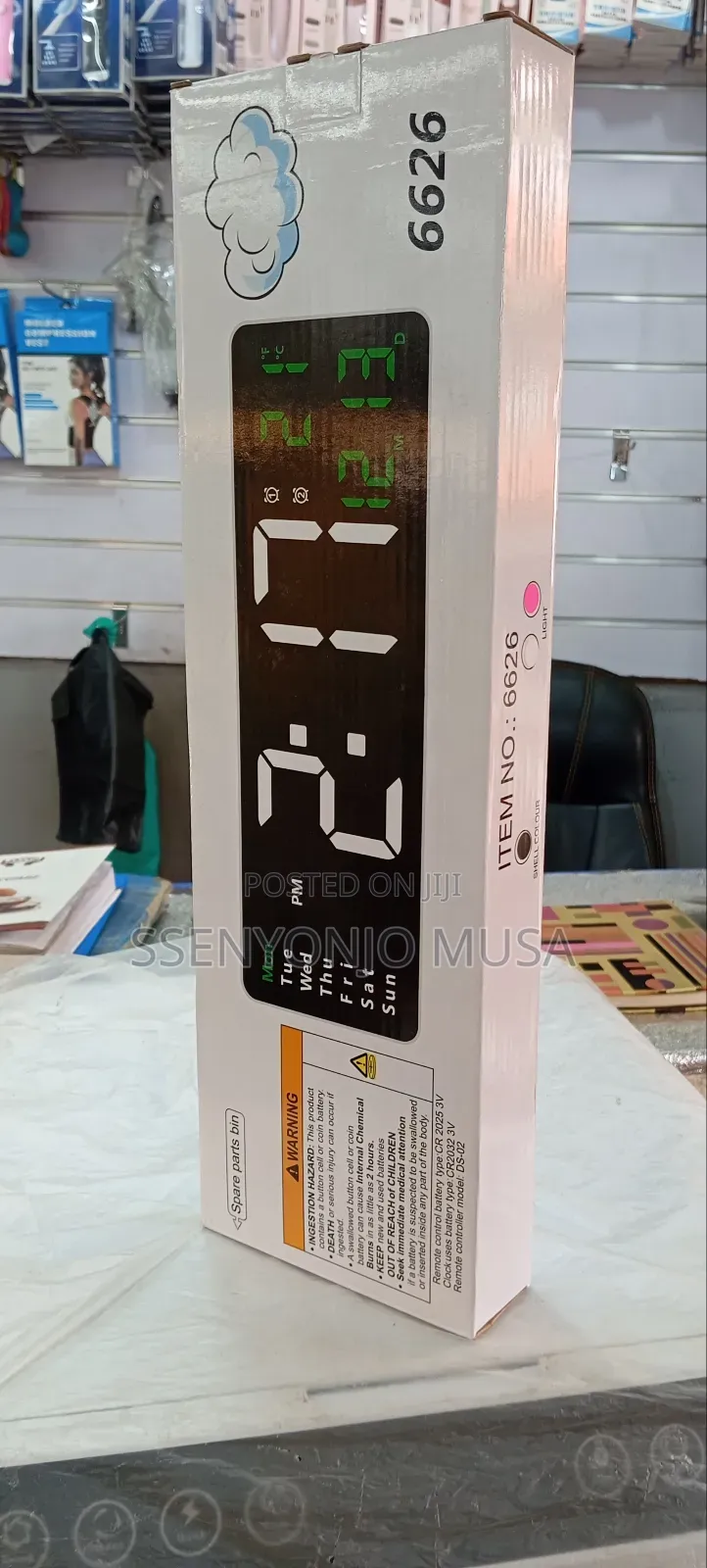 Led Digital Wall Clock 13/16 Inch, Remote Control, Dual Alarm.