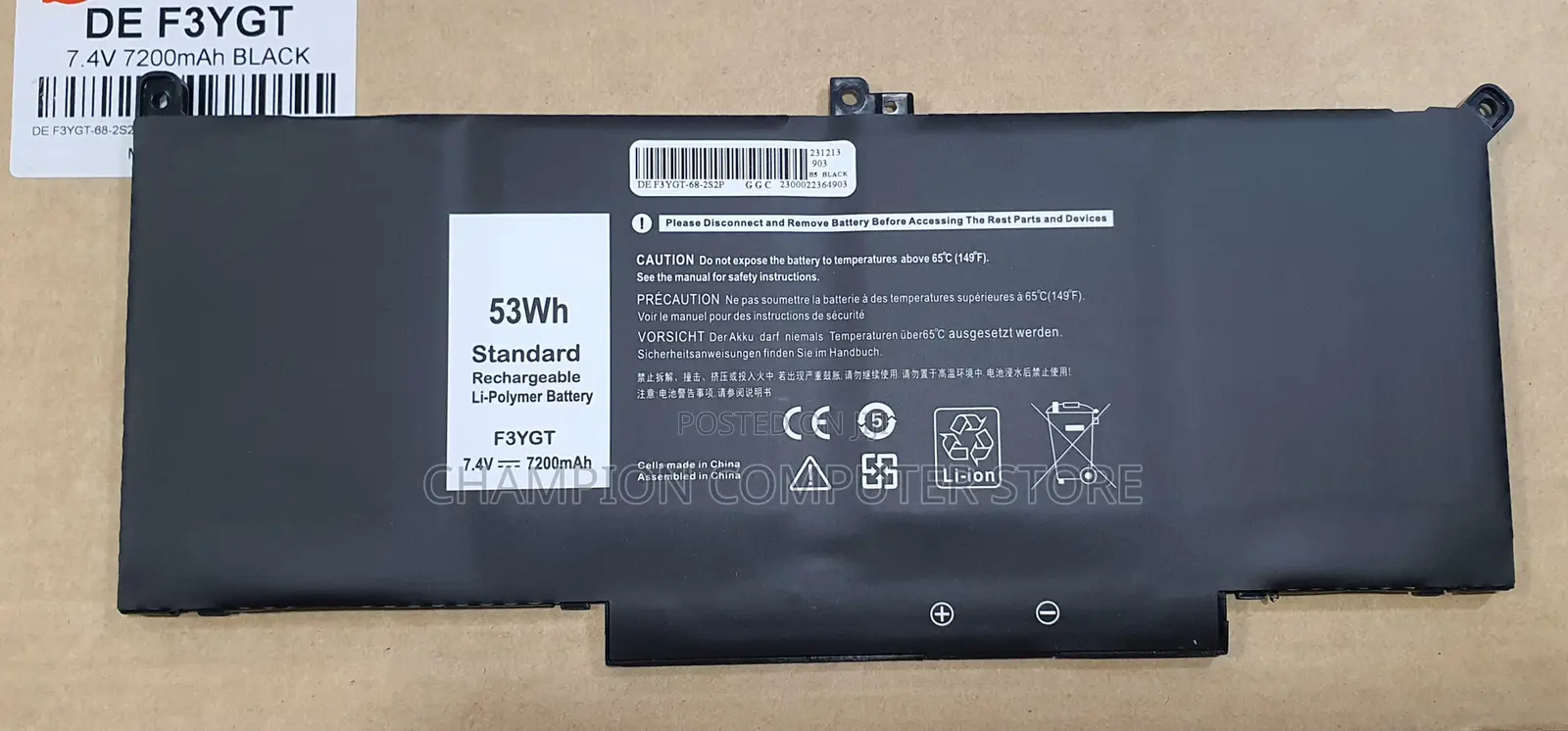Dell F3ygt Battery for Latitude 7280 7290 7380 7390 7480 7490