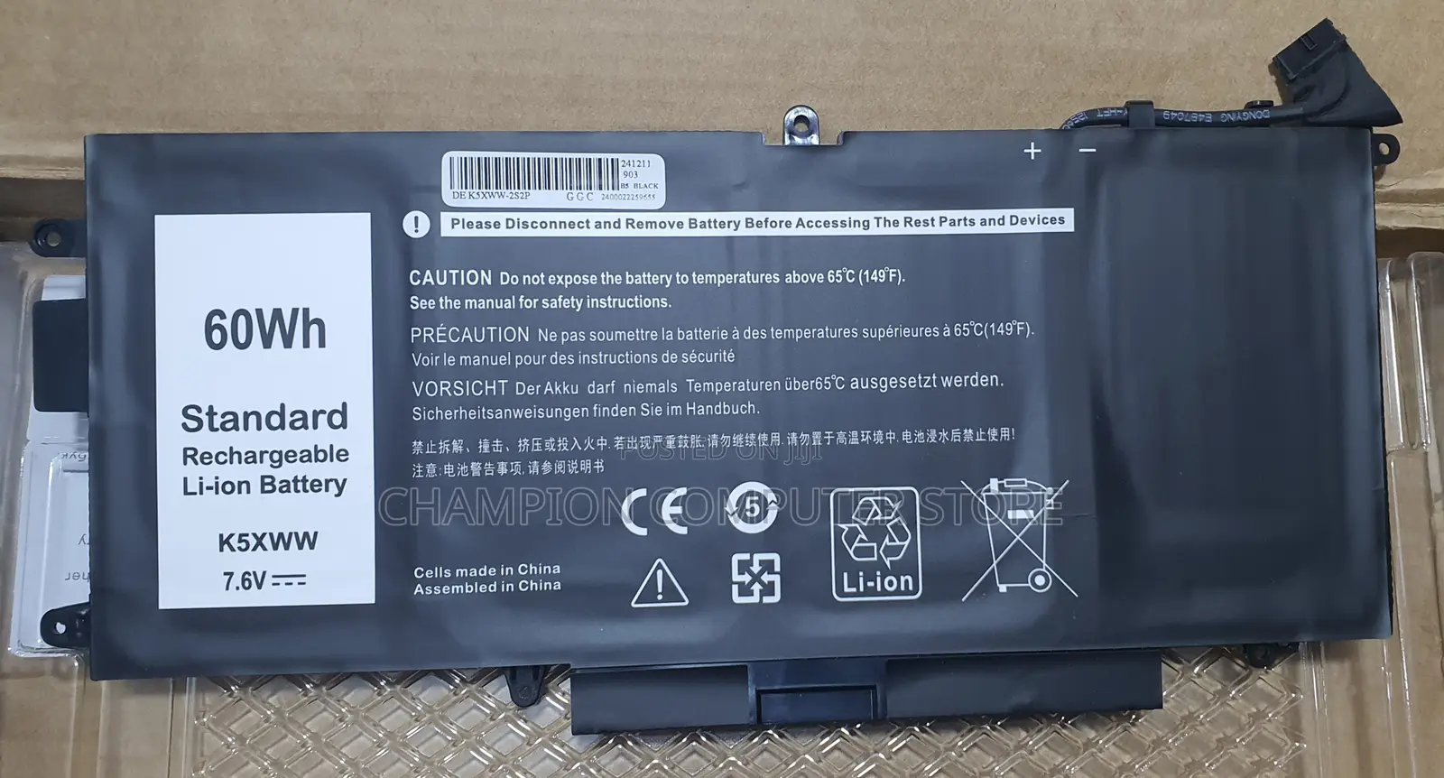 Dell K5xww 60wh Battery for L3180 7389 5289 E5289 7389 7390