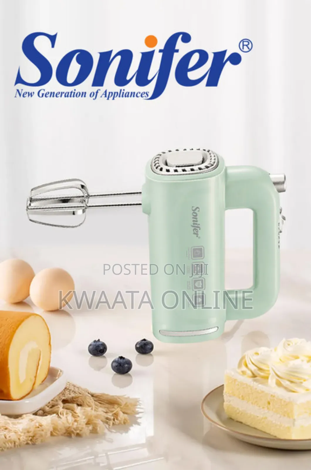 Sonifer Sf-7034 Egg Beater Plastic Hand Held Electric Food Cake Mixer