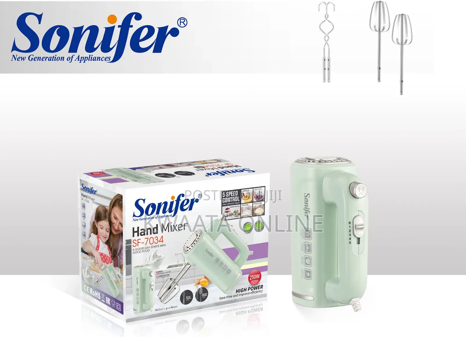 Sonifer Sf-7034 Egg Beater Plastic Hand Held Electric Food Cake Mixer