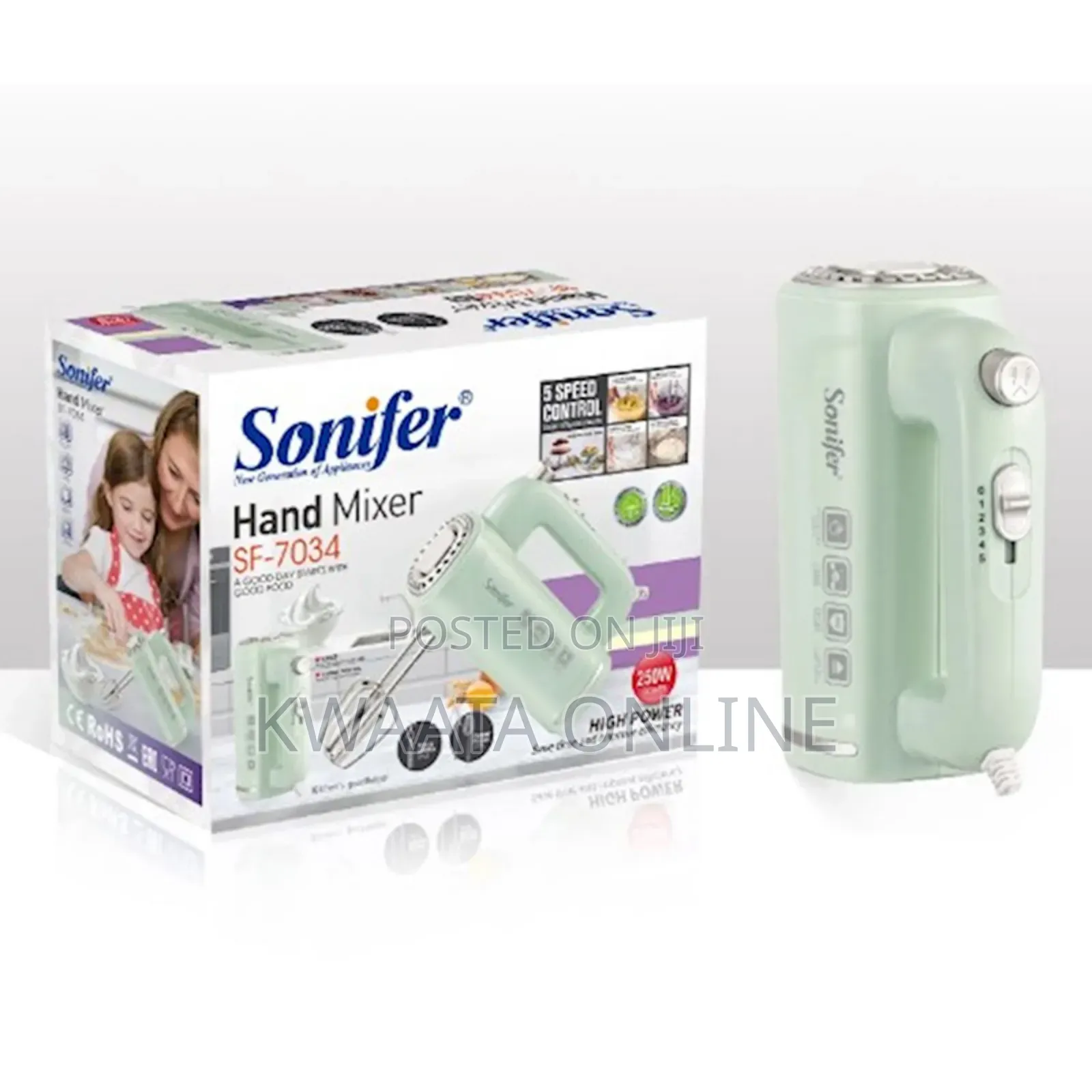 Sonifer Sf-7034 Egg Beater Plastic Hand Held Electric Food Cake Mixer