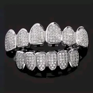 Teeth Grillz Set Silver Colured Fashion Jewellery