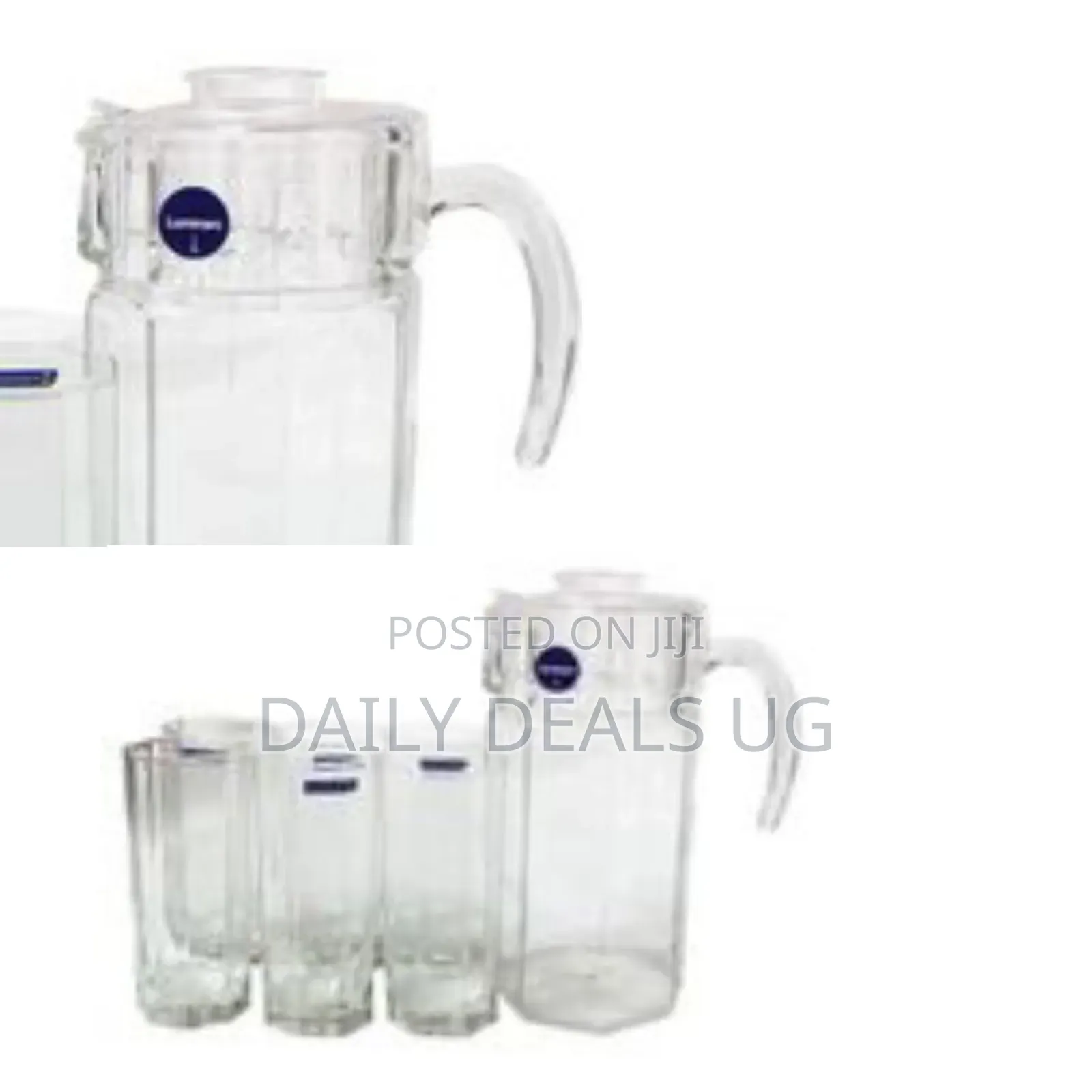 Luminarc 6 Pieces of Juice Glasses Cups and 1 Jar Water Set -Colorless