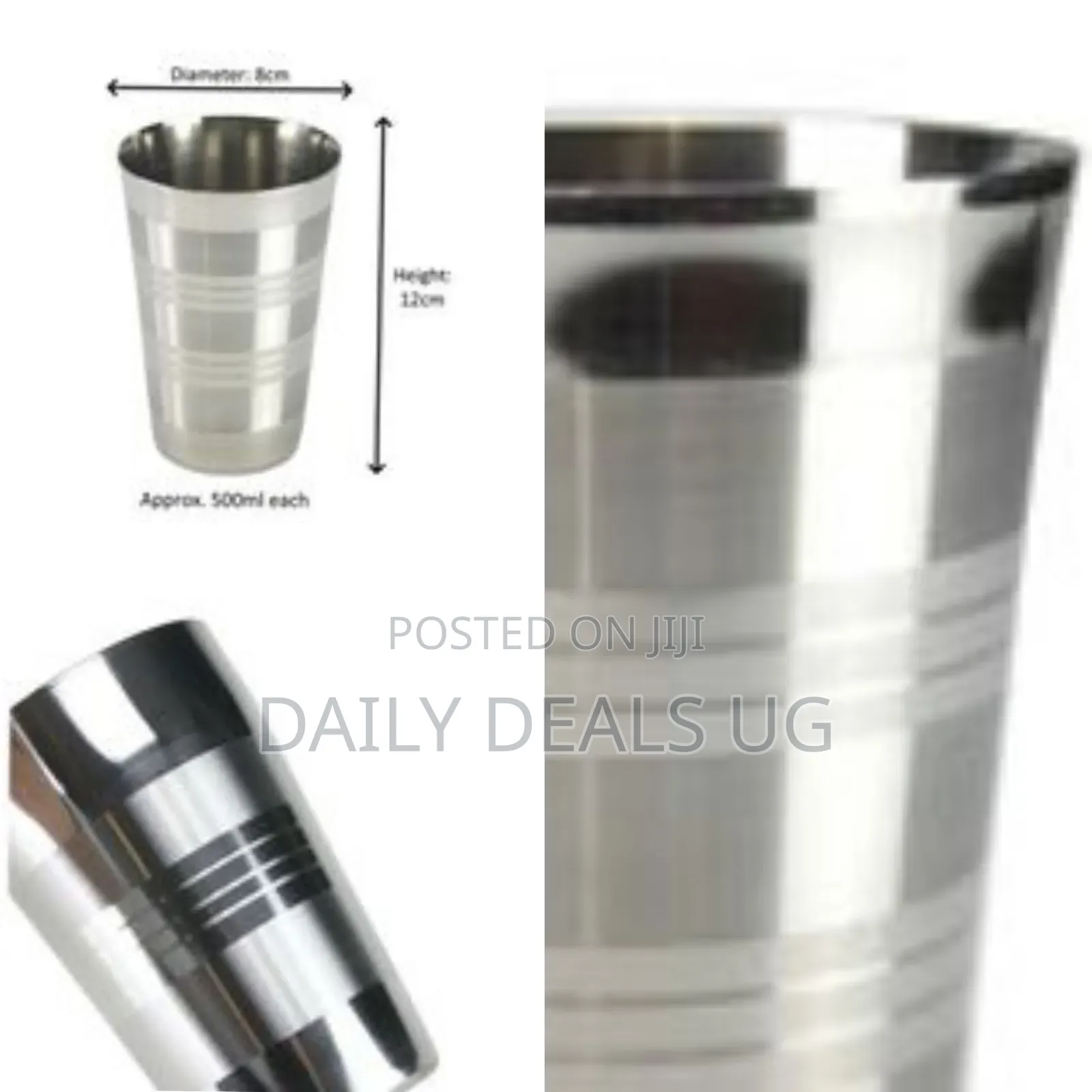 6 Stainless Steel Drinking Tumblers Unbreakable Water Juice Cocktail