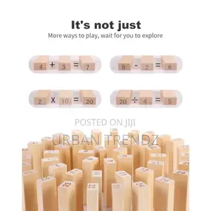 54 Wooden Jenga Blocks With Dices Animal Game