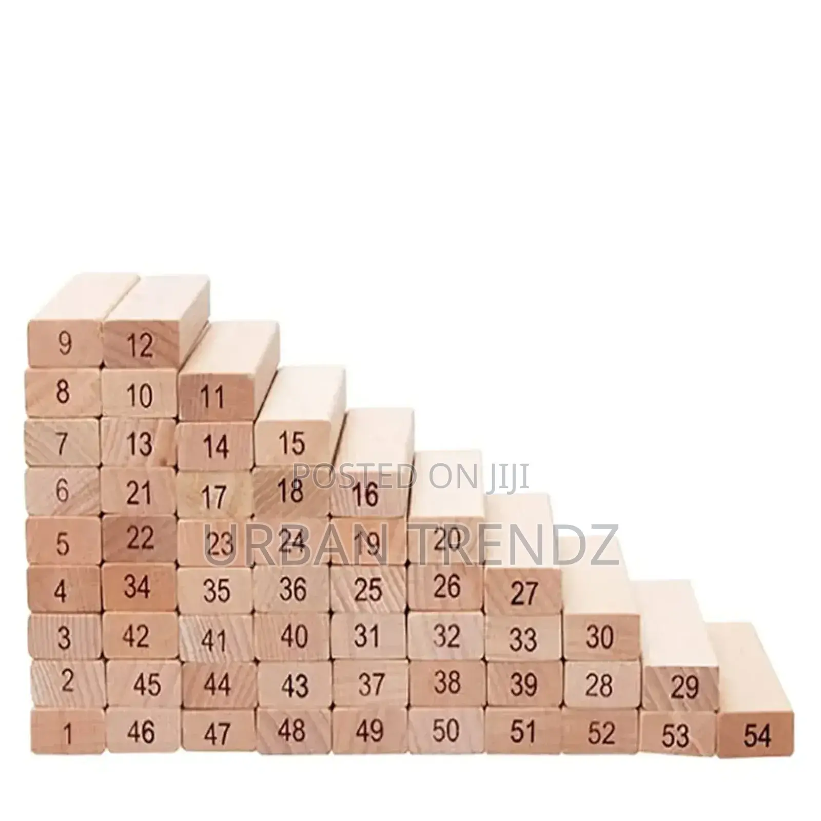 54 Wooden Jenga Blocks With Dices Animal Game