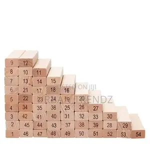 54 Wooden Jenga Blocks With Dices Animal Game