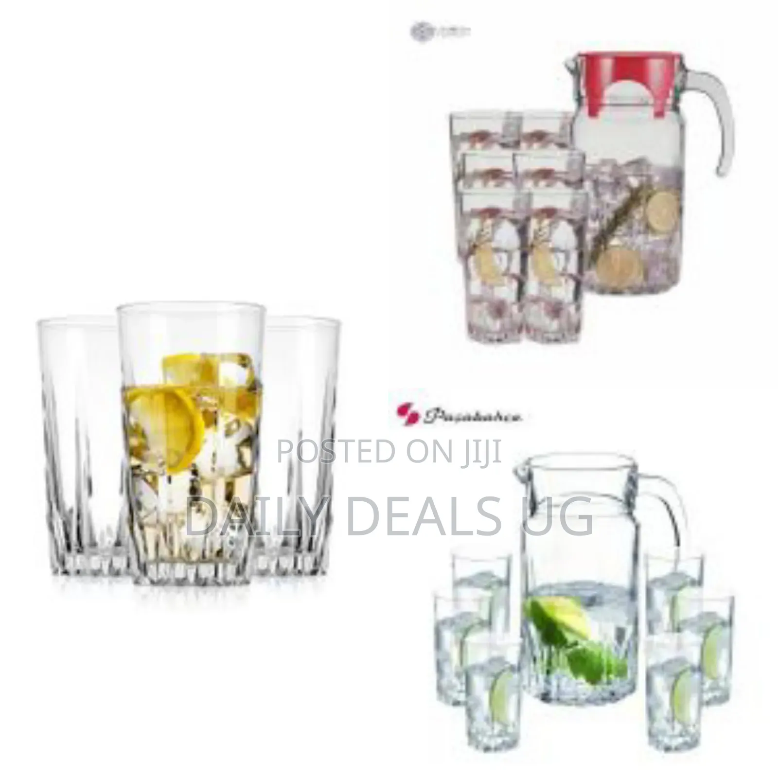 Luminarc 7 Piece Karat Lord Lady Diamond Cut Drinkware Set Water