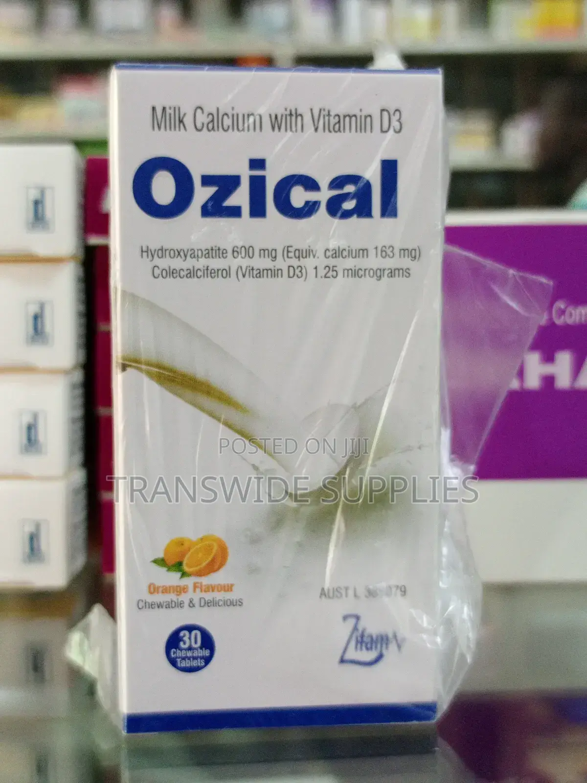 Ozical 30 Chewable Milk Calcium With Vit D3 Tabs - For Bones Muscles