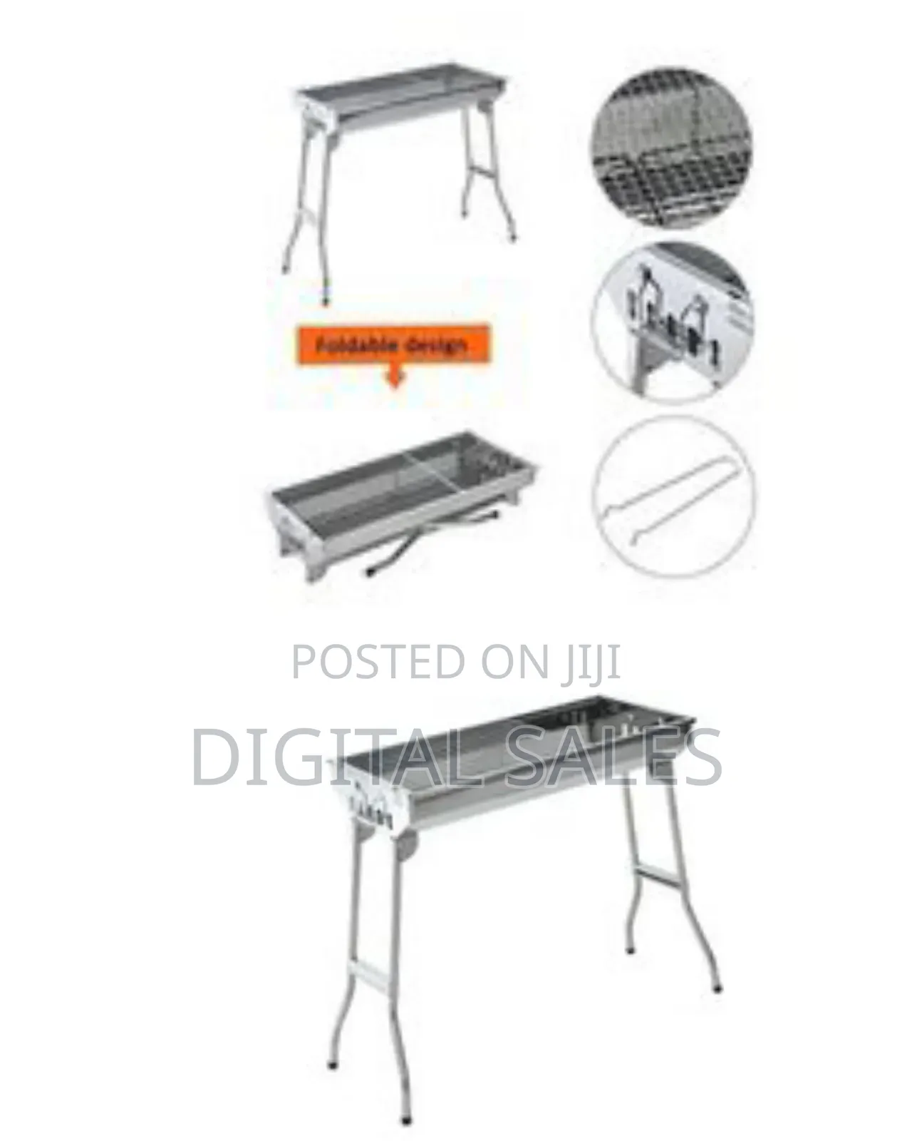 Portable Folding Stainless Steel Charcoal Barbecue Grill Smoker