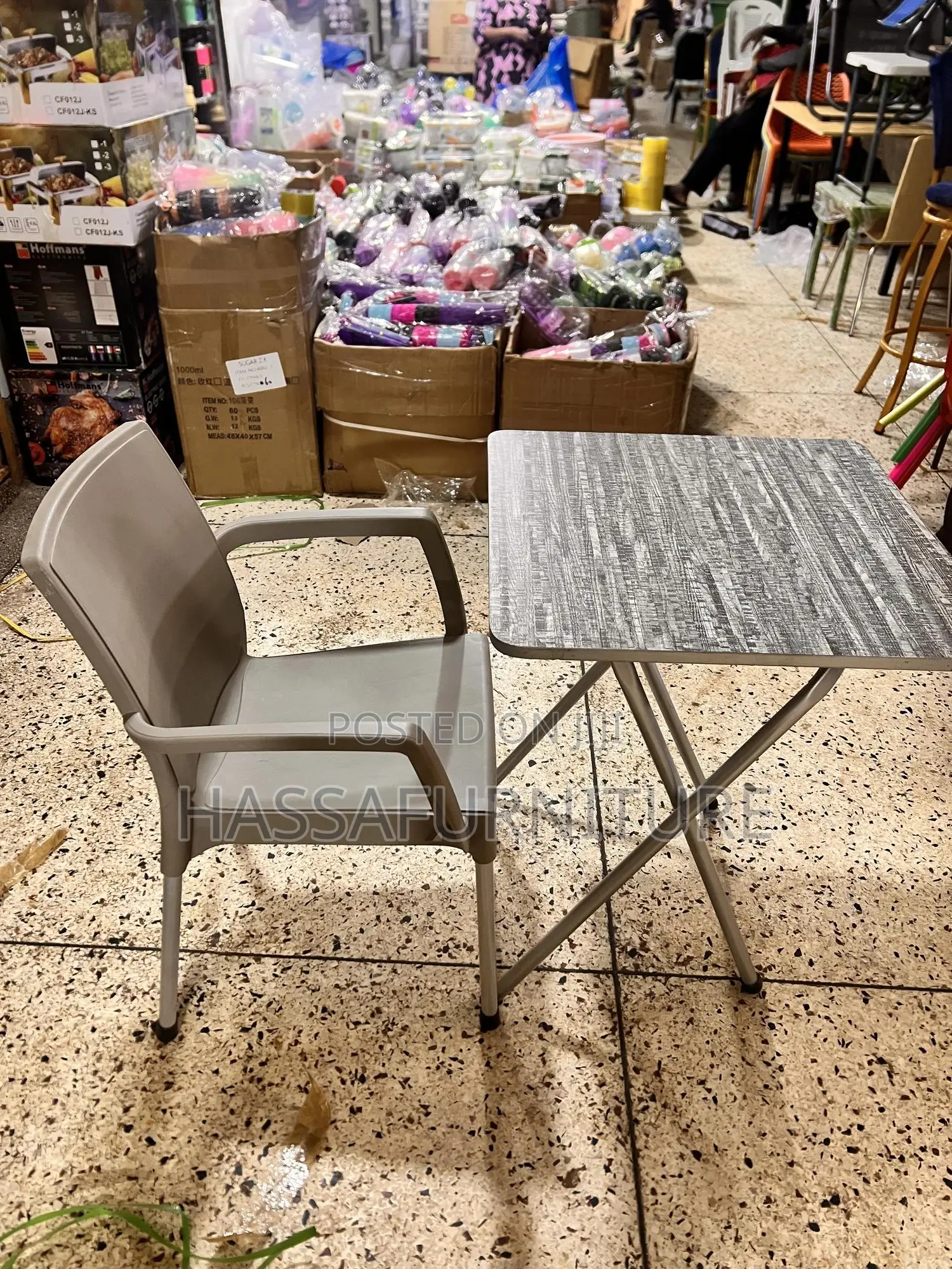 Gray Reading Table and Chair