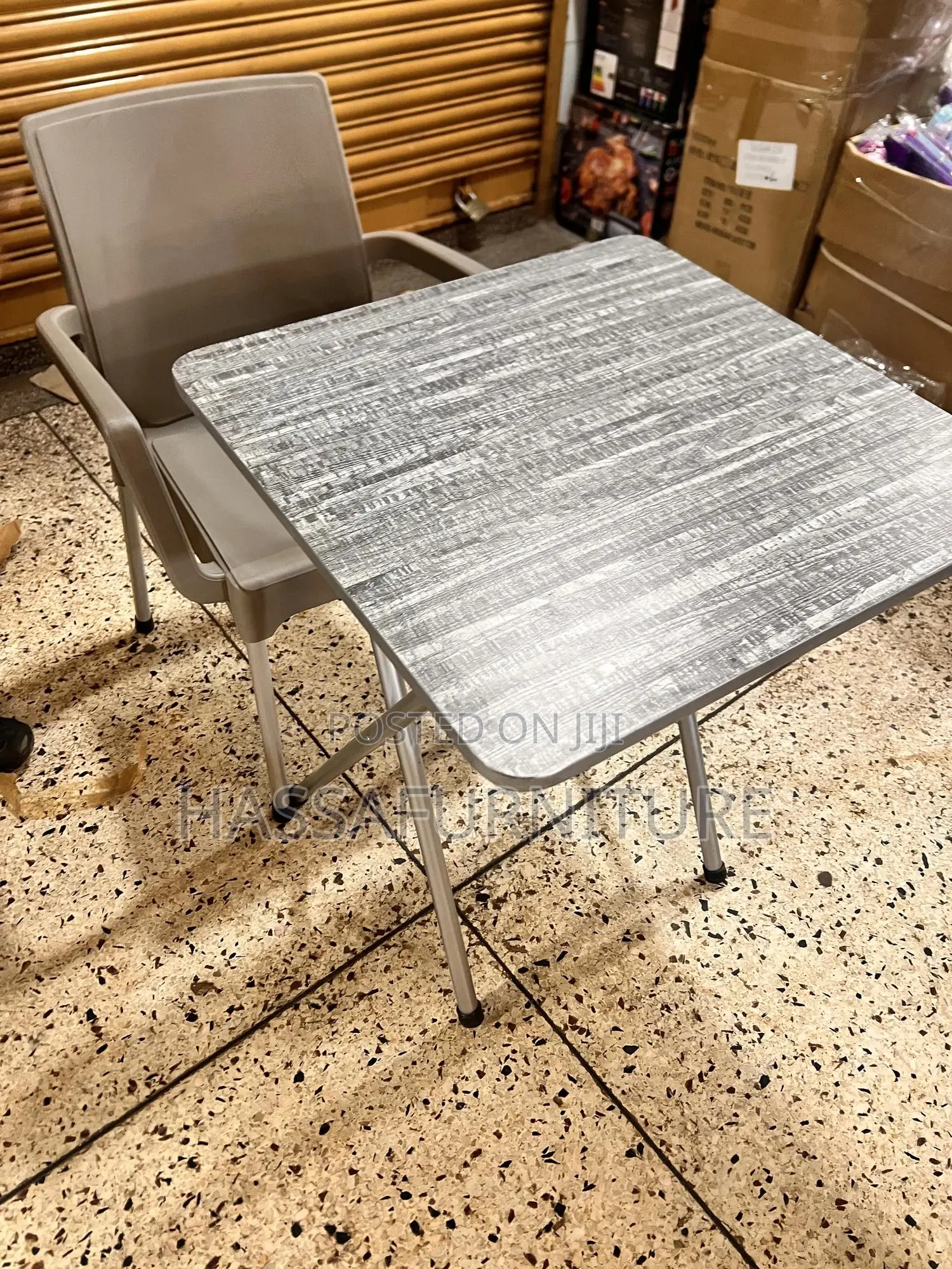 Gray Reading Table and Chair