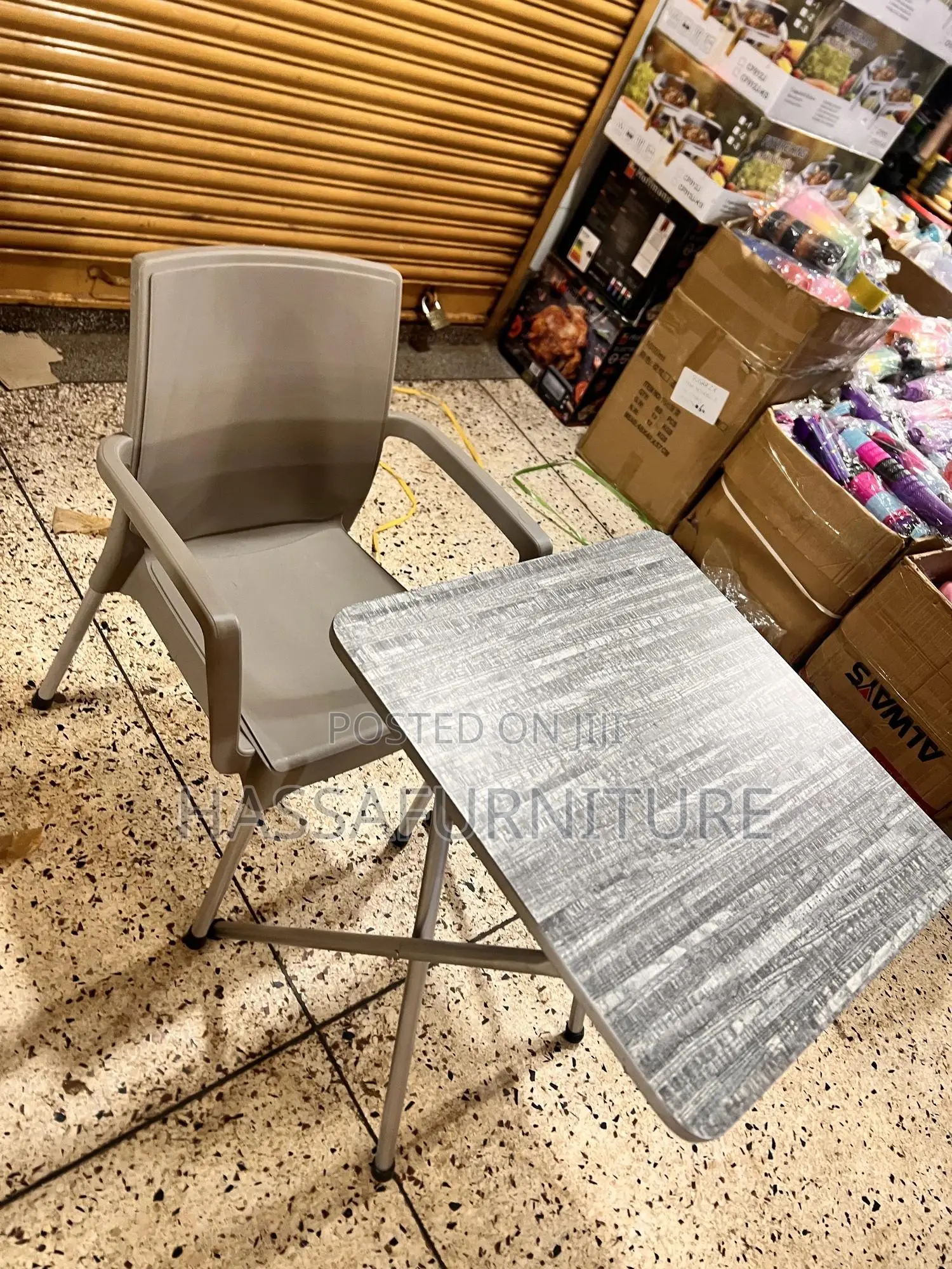 Gray Reading Table and Chair