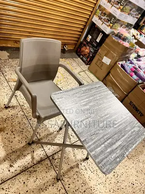 Gray Reading Table and Chair
