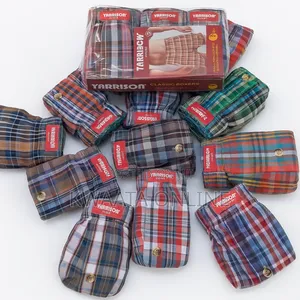 Yarrison Set of 3, Mens Boxer Shorts Underwear- All Checked