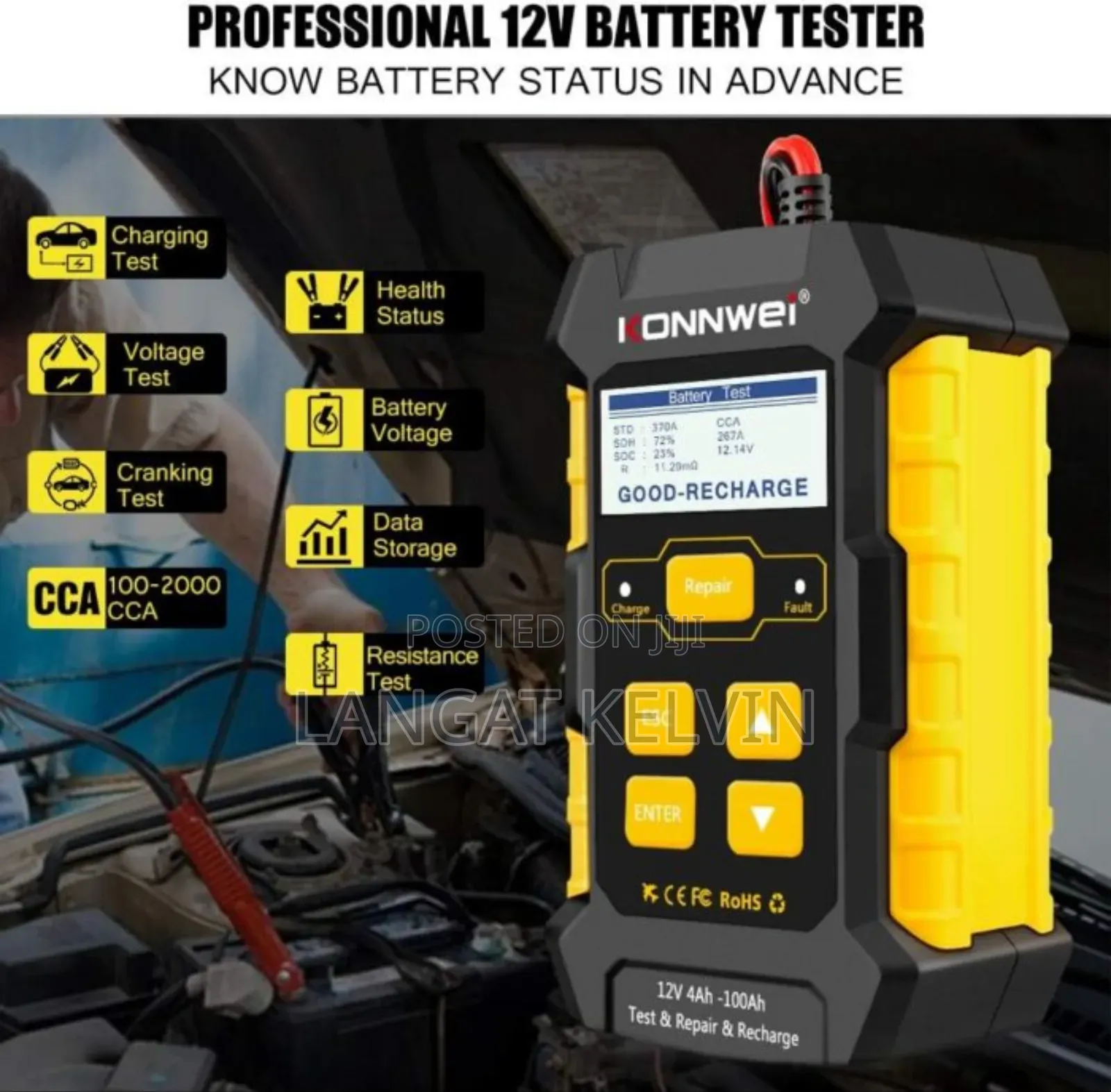 Original Konnwei Kw510 Battery Tester, Charger and Repairer